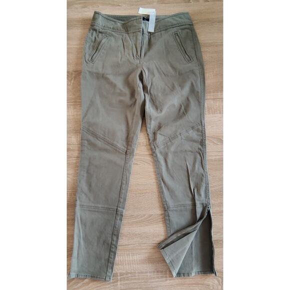 Talbots Signature Army Green Jeans Pants Size 4 side leg zipper - Picture 1 of 10